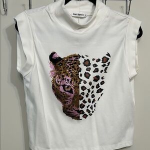 Oved Apparel White Leopard Print Top